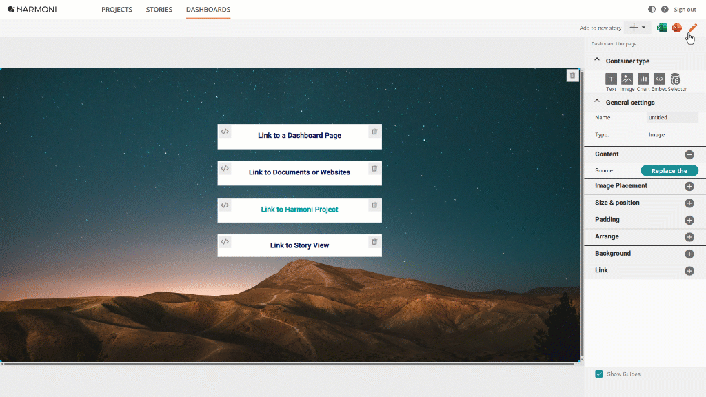 H3_Dashboard_LinksToProjects_HTMLeditor.gif